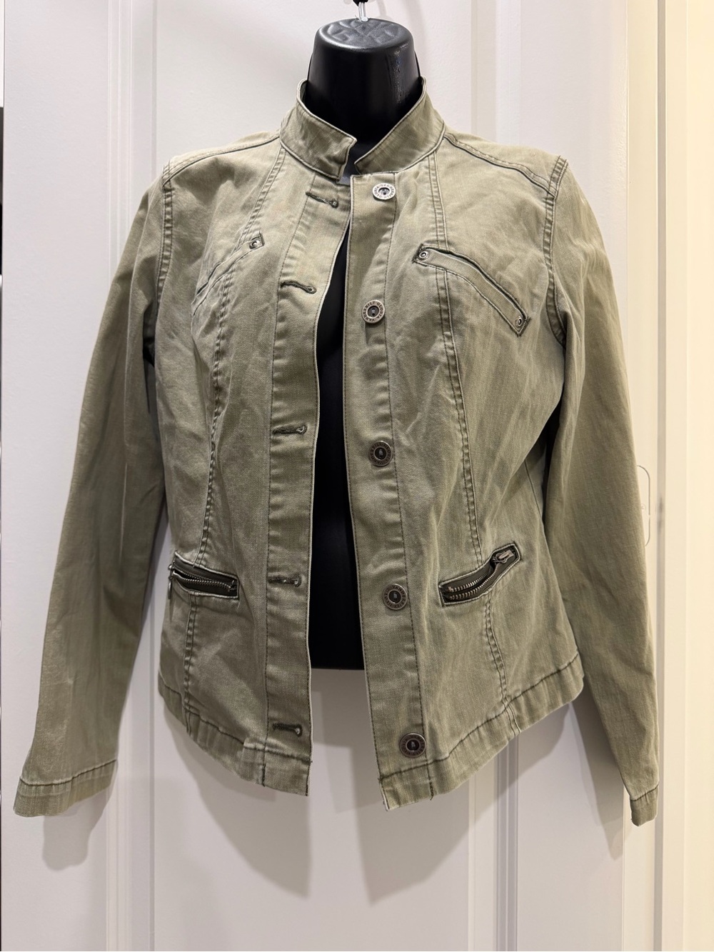 Gloria Vanderbilt Olive Green Military Utility Jacket Size S